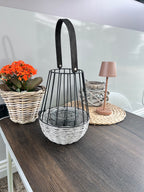 Laterne aus Seegras mit Glas