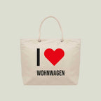 Strand- & Einkaufstasche „I love Wohnwagen“ – perfekt für unterwegs