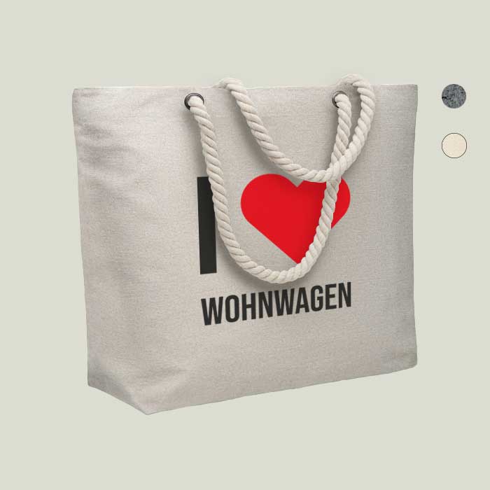 Strand- & Einkaufstasche „I love Wohnwagen“ – perfekt für unterwegs