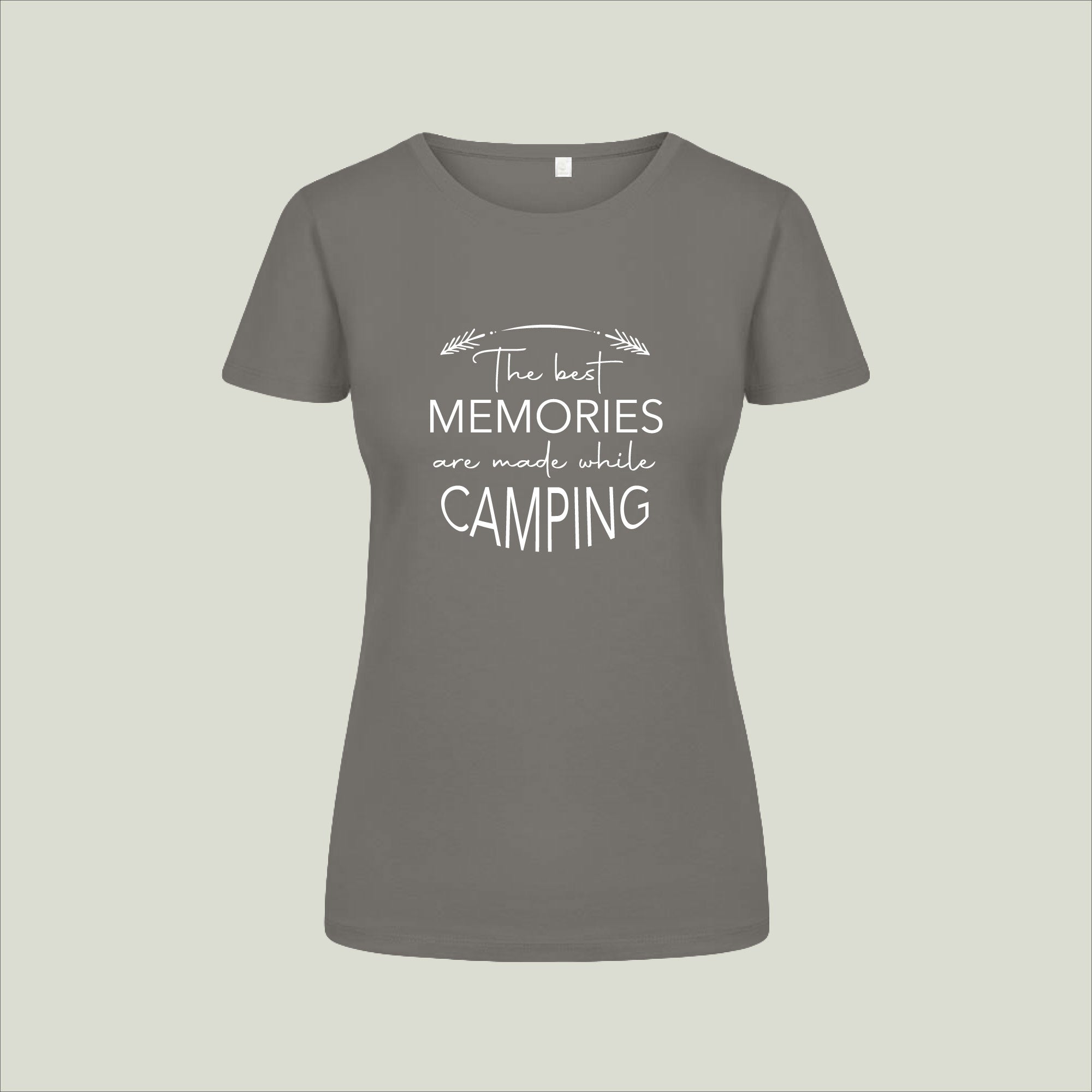 T-Shirt "The best memories are made while camping" - grau