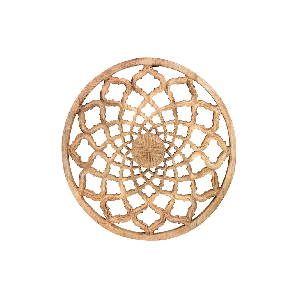 Wandhänger Blumenmotiv aus Mangoholz