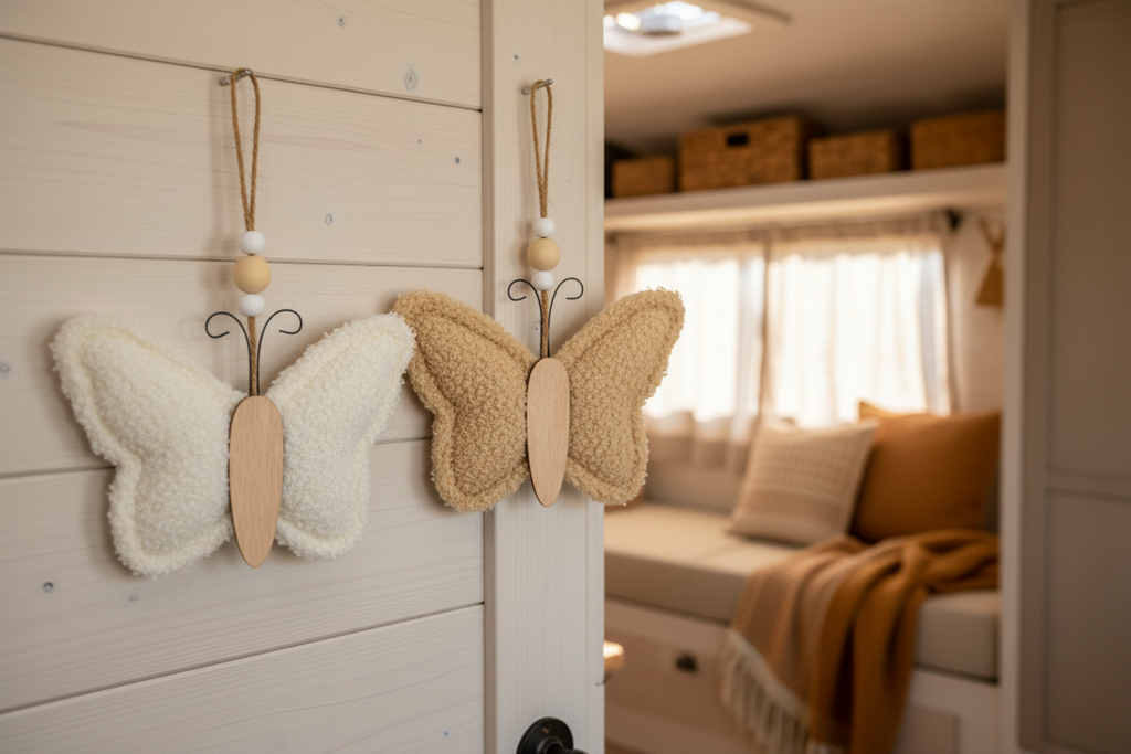 Hänger Schmetterling aus Textil & Holz