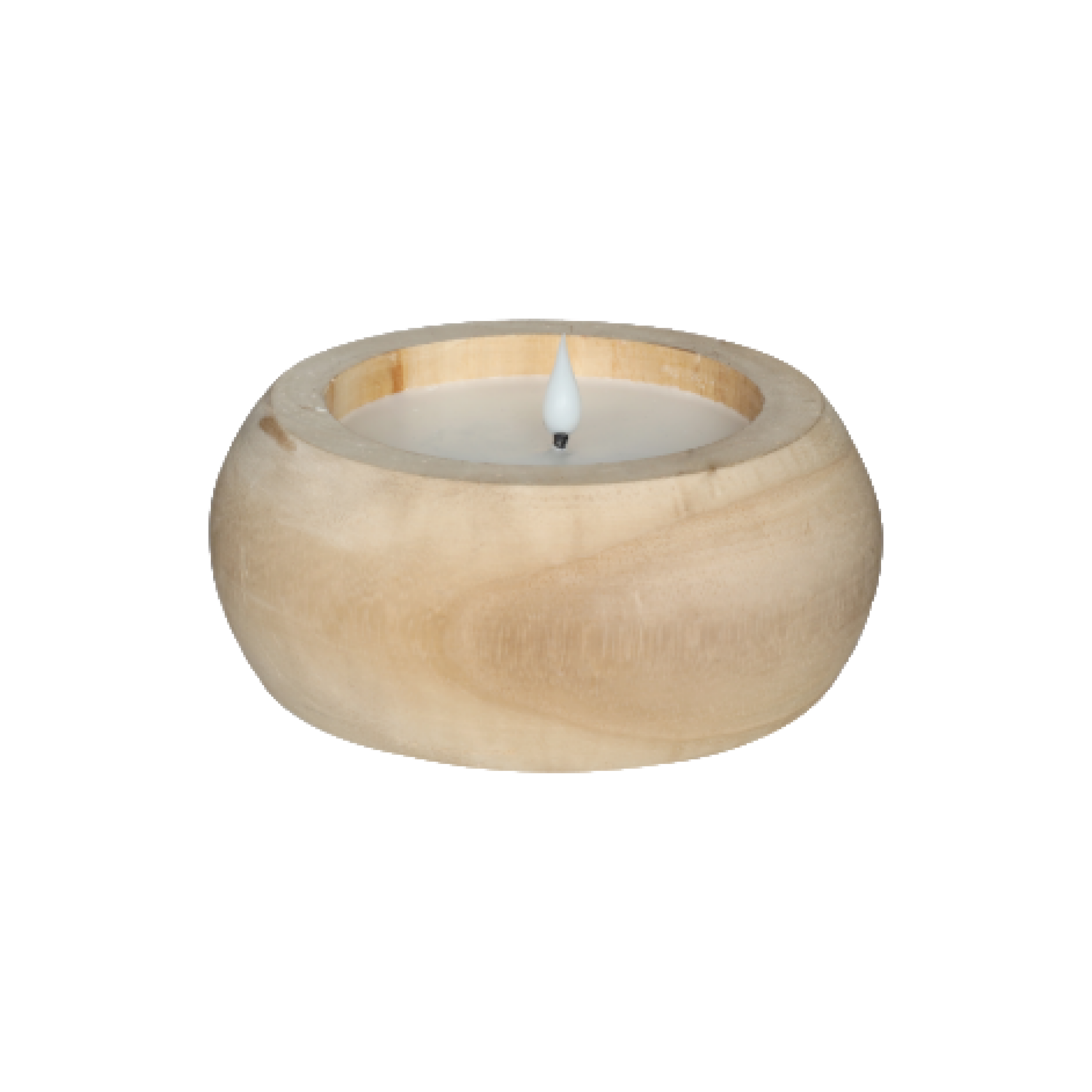 LED-Kerze in Holzschale - 17 cm Durchmesser