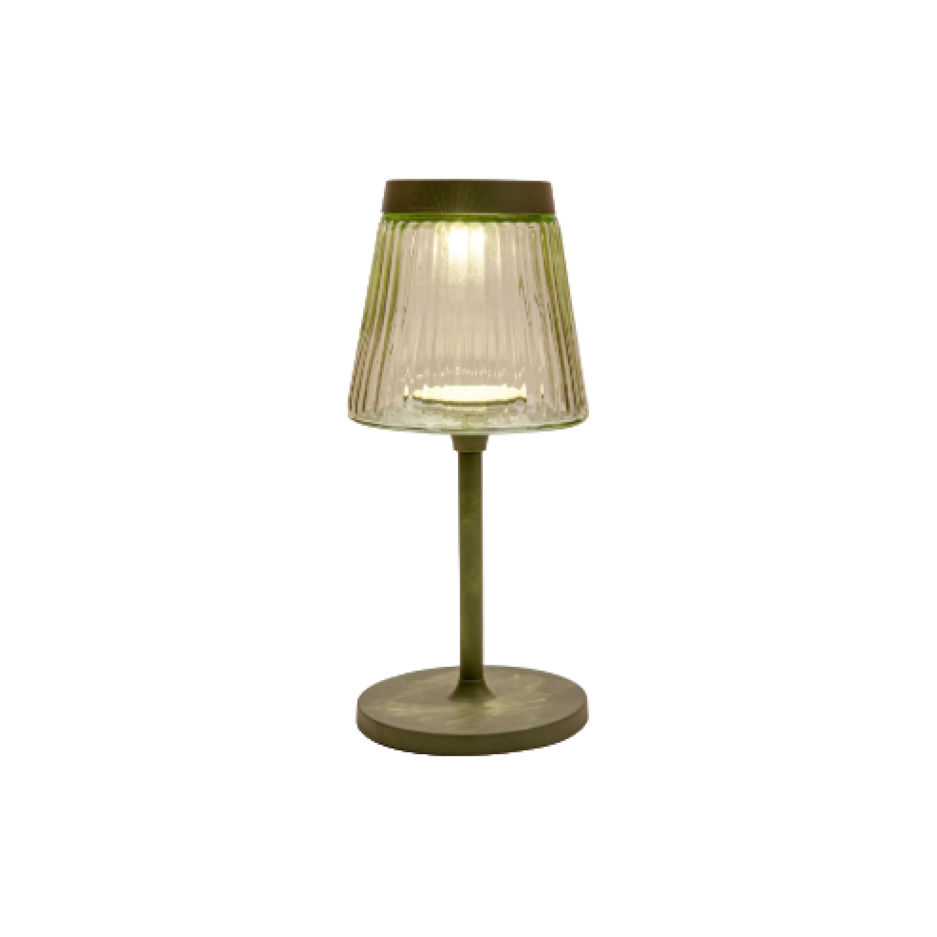 Solar-Lampe aus Glas in Olivgrün