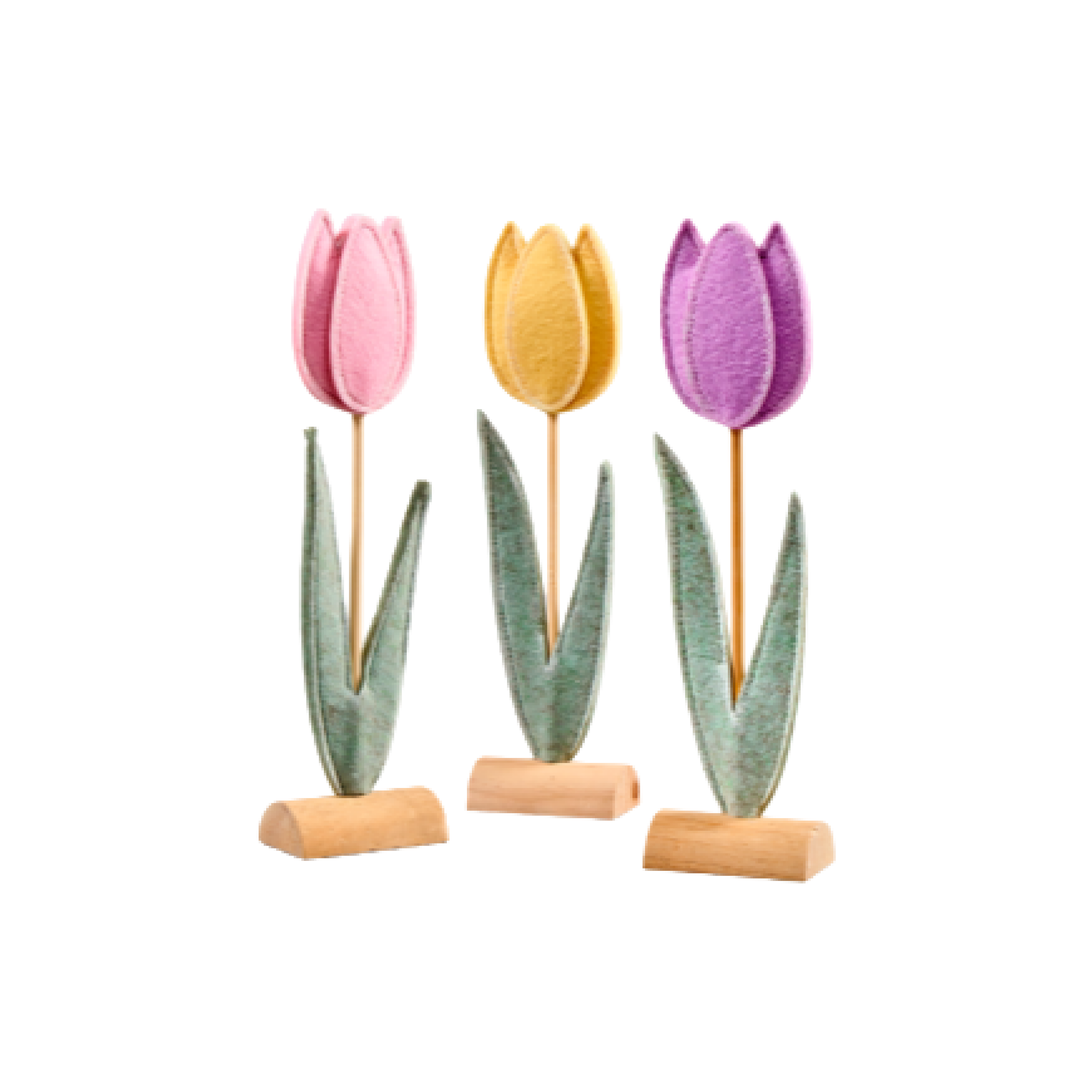 Tulpen aus Filz auf Holzständer