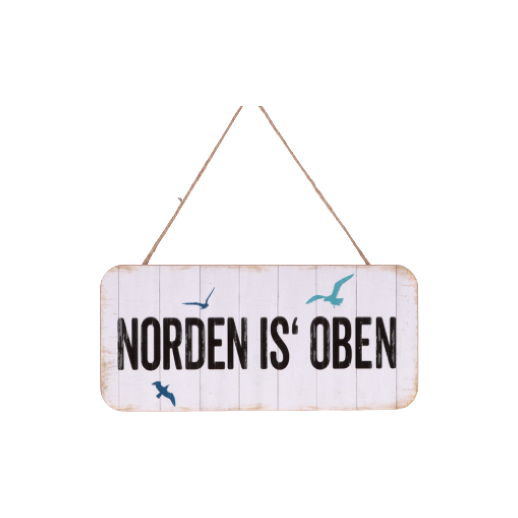 Holzschild "Norden is oben"