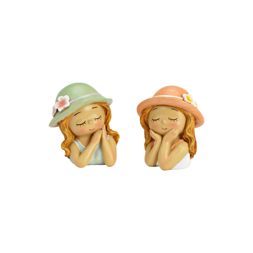 Figur Mädchen mit Hut aus Poly - 2 Farbvarianten