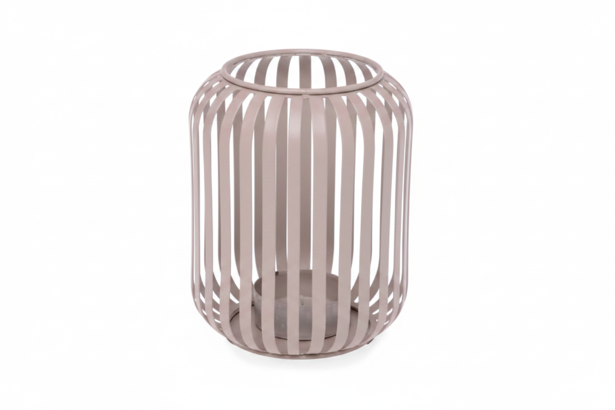 Laterne aus Metall in Taupe